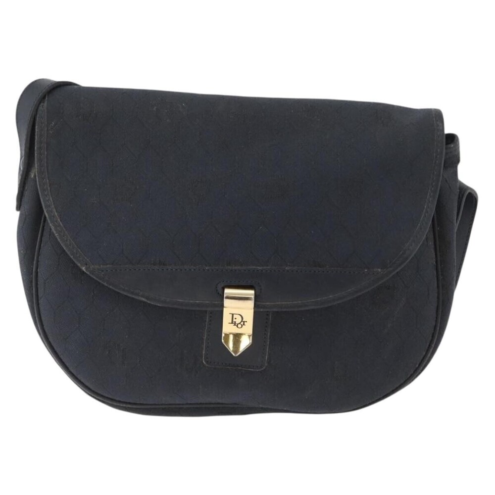 Christian Dior Vintage Honeycomb Flap Canvas and Leather